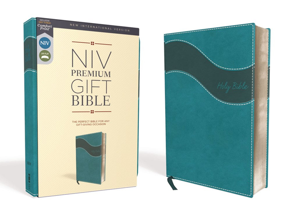 NIV Premium Gift Bible Leathersof Teal Red Letter