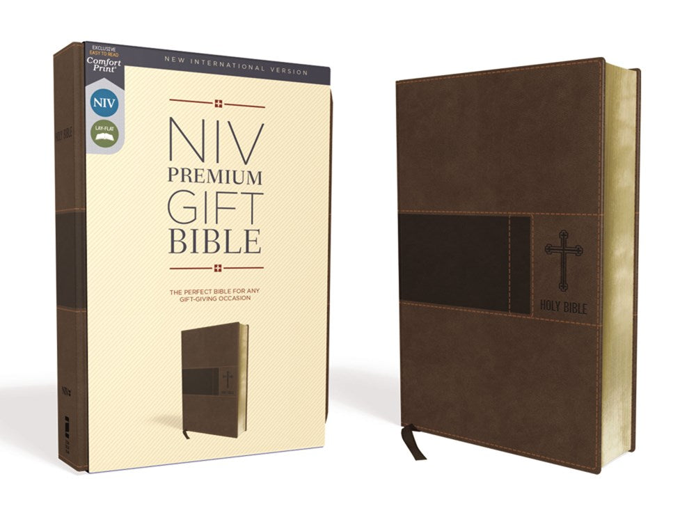 NIV Premium Gift Bible Leathersof Brown Red Letter