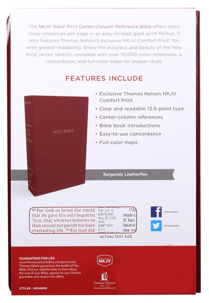 NKJV Reference Bible Giant Print Burgundy Indexed (Red Letter Edition)