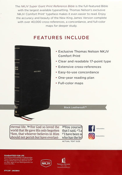 NKJV Reference Bible Super Giant Print Black Thumb Index (Red Letter Edition)