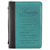 Bible Cover - M Serenity Prayer Black/Aqua Medium