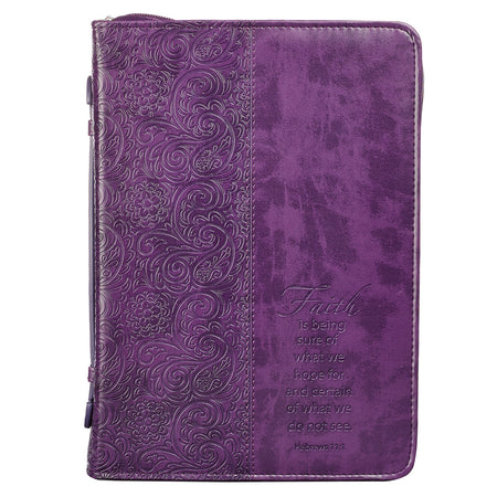 Bible Cover: New Creation Purple Butterflies Faux Leather