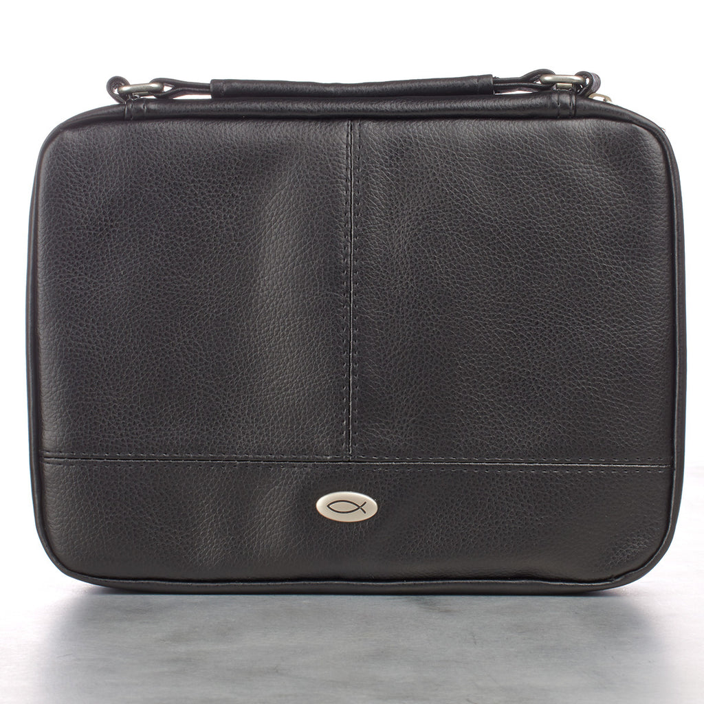 Two-fold LuxLeather Organizer Bible Cover Black L