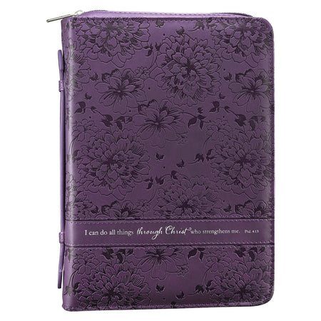 Purse-Style Bible Cover - Blessed Purple Floral