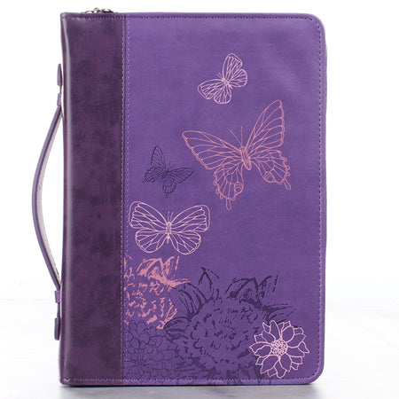 Purse-Style Bible Cover - Blessed Purple Floral