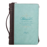 Faux Leather Fashion Bible Cover - Blessed Light Blue Luke 1:45