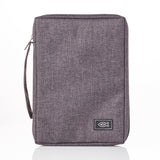 Bible Cover with Ichthus Fish Badge Gray Poly-canvas