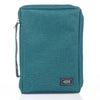 Bible Cover with Fish Badge Teal Poly-Canvas Value