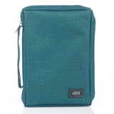 Bible Cover with Fish Badge Teal Poly-Canvas Value