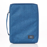 Bible Cover with Ichthus Fish Badge Blue Poly-canvas