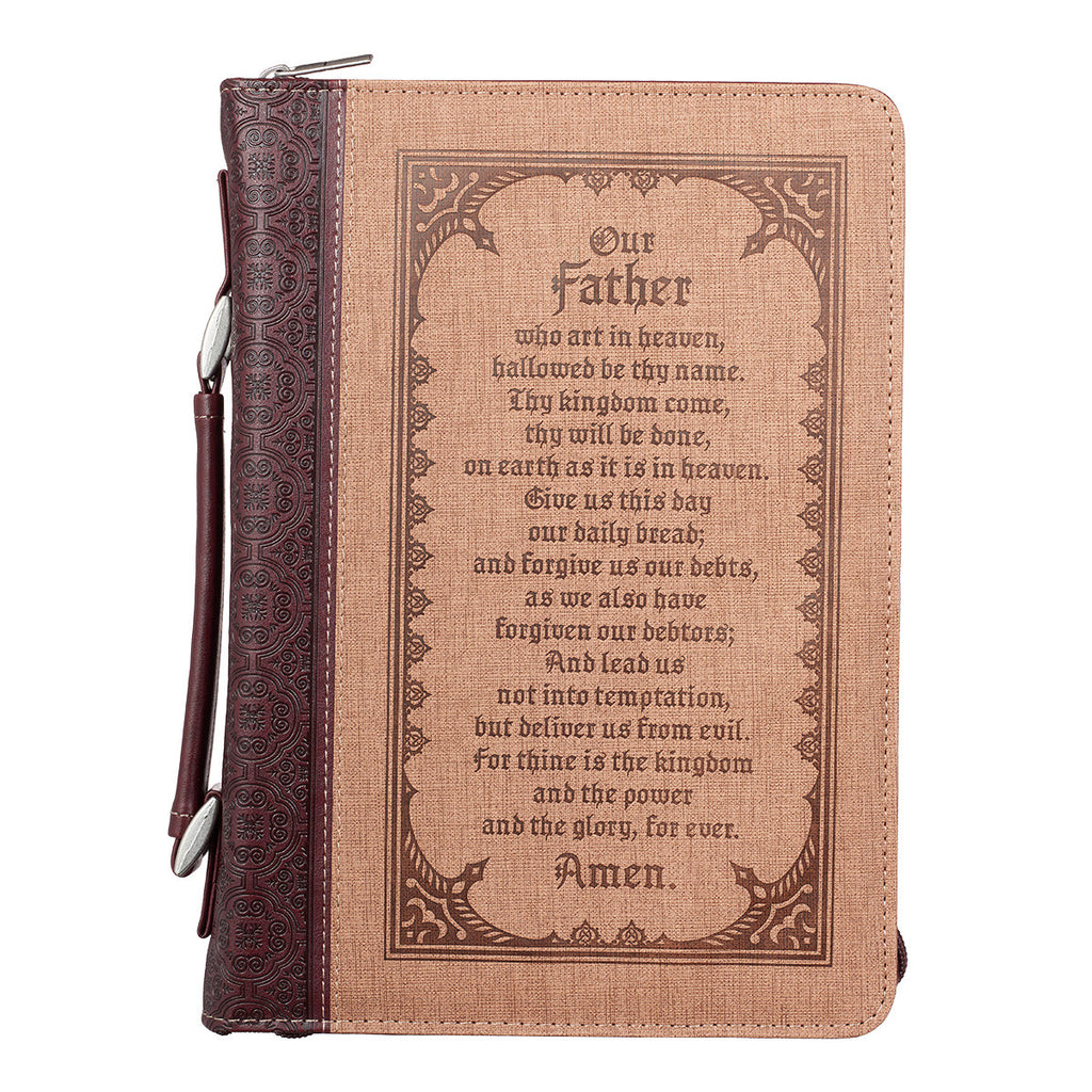 Bible Cover - The Lord's Prayer Brown Two-tone Faux Leather
