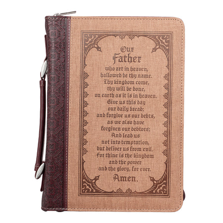 John 3:16 Two-Tone Brown Faux Leather Bible Cover With Cross