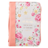 He Works All Things for Good Faux Leather Bible Cover - Romans 8:28