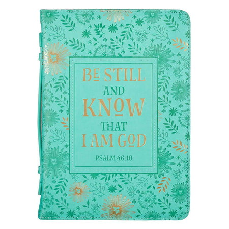 Bible Cover with Fish Badge Teal Poly-Canvas Value