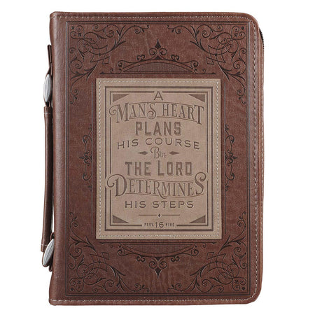 Bible Cover - The Lord's Prayer Brown Two-tone Faux Leather