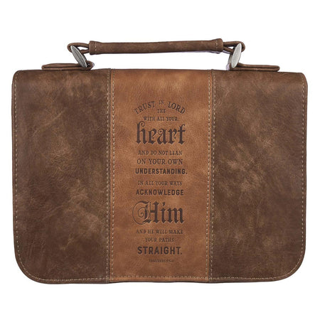 A Man's Heart Brown Faux Leather Classic Bible Cover - Proverbs 16:9