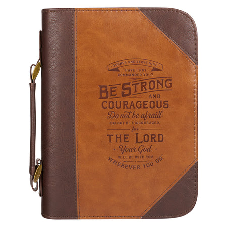 Bible Cover with Badge : Faith Brown Faux Leather