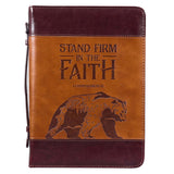 Faux Leather Classic Bible Cover - Stand Firm in the Faith