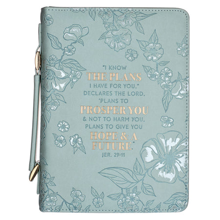 Be Still and Know Neutral Florals Faux Leather Fashion Bible Cover – Psalm 46:10