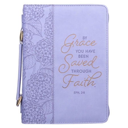 Faux Leather Fashion Bible Cover - Blessed Is The One Jeremiah 29:11 Purple Floral