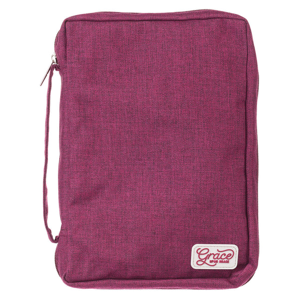 Plum Poly-Canvas Value Bible Cover with Grace Badge - John 1:16