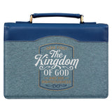 The Kingdom of God Two-tone Blue Faux Leather Fashion Bible Cover - Matthew 6:33