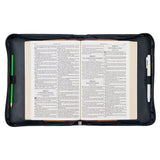 Walk by Faith Black and Gray Faux Leather Classic Bible Cover - 2 Corinthians 5:7