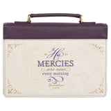 His Mercies Are New Dark Amethyst Purple Fashion Bible Cover - Lamentations 3:22-23