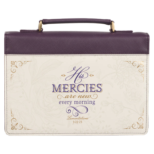 His Mercies Are New Dark Amethyst Purple Fashion Bible Cover - Lamentations 3:22-23