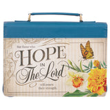 Hope in the LORD Floral Mediterranean Blue Faux Leather Fashion Bible Cover