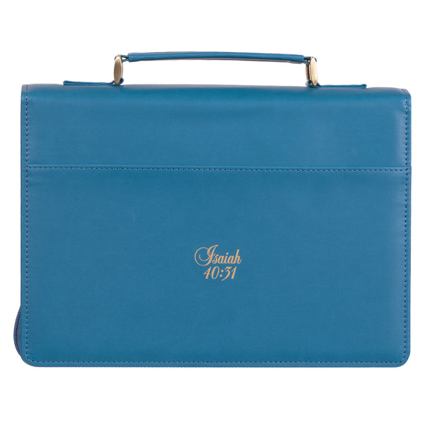Hope in the LORD Floral Mediterranean Blue Faux Leather Fashion Bible Cover