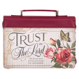 Trust in the LORD Floral Pomegranate Red Faux Leather Fashion Bible Cover - Proverbs 3:5