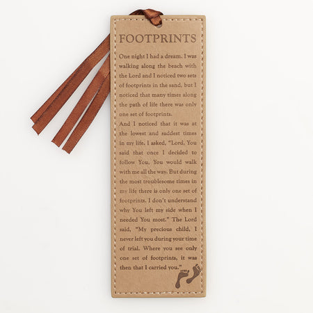LuxLeather Pagemarker - Strong & Courageous Black and Tan Joshua 1:9