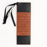 LuxLeather Pagemarker - Strong & Courageous Black and Tan Joshua 1:9