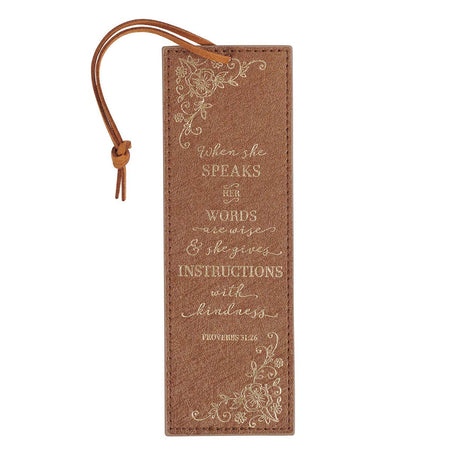 LuxLeather Pagemarker - Trust In The Lord Faux Leather BrownProverbs 3:5