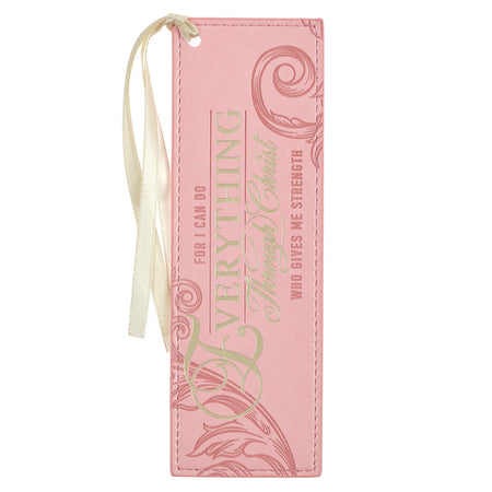 Faux Leather Bookmark - It is Well Hymn Watercolor Floral
