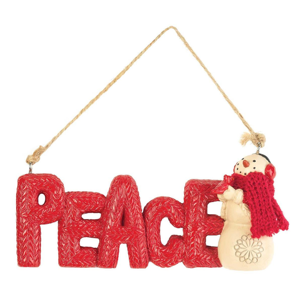 PEACE SNOWMAN ORNAMENT RESIN 4.75