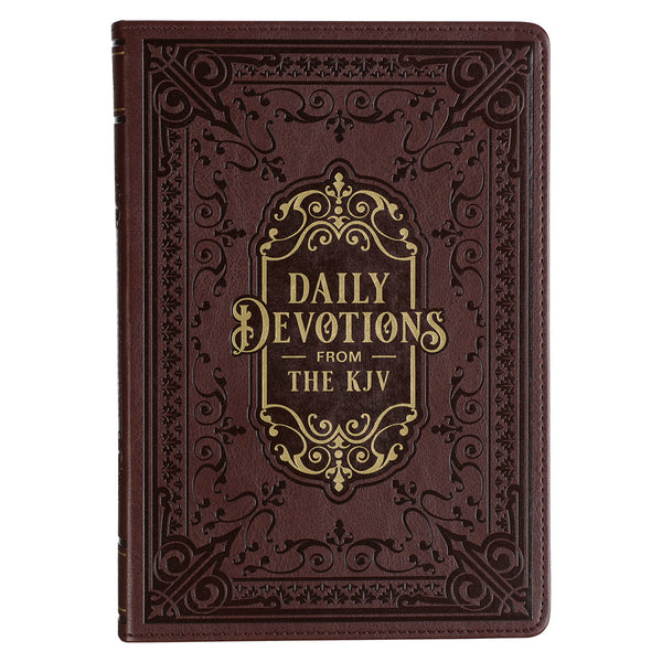 Large Print Edition Daily Devotions from the KJV Brown Faux Leather Devotional