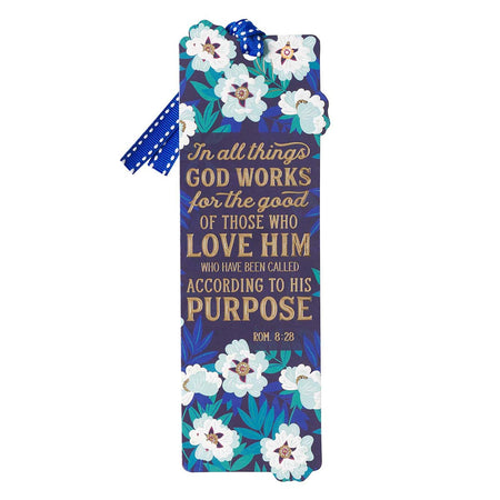 On Eagle's Wings Navy Blue Faux Leather Bookmark - Isaiah 40:31