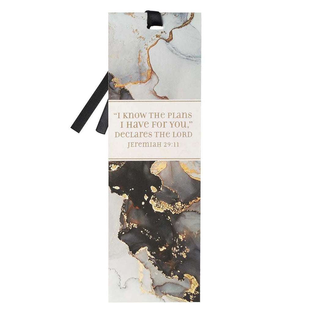 Marbled Premium Bookmark - I Know The Plans Black