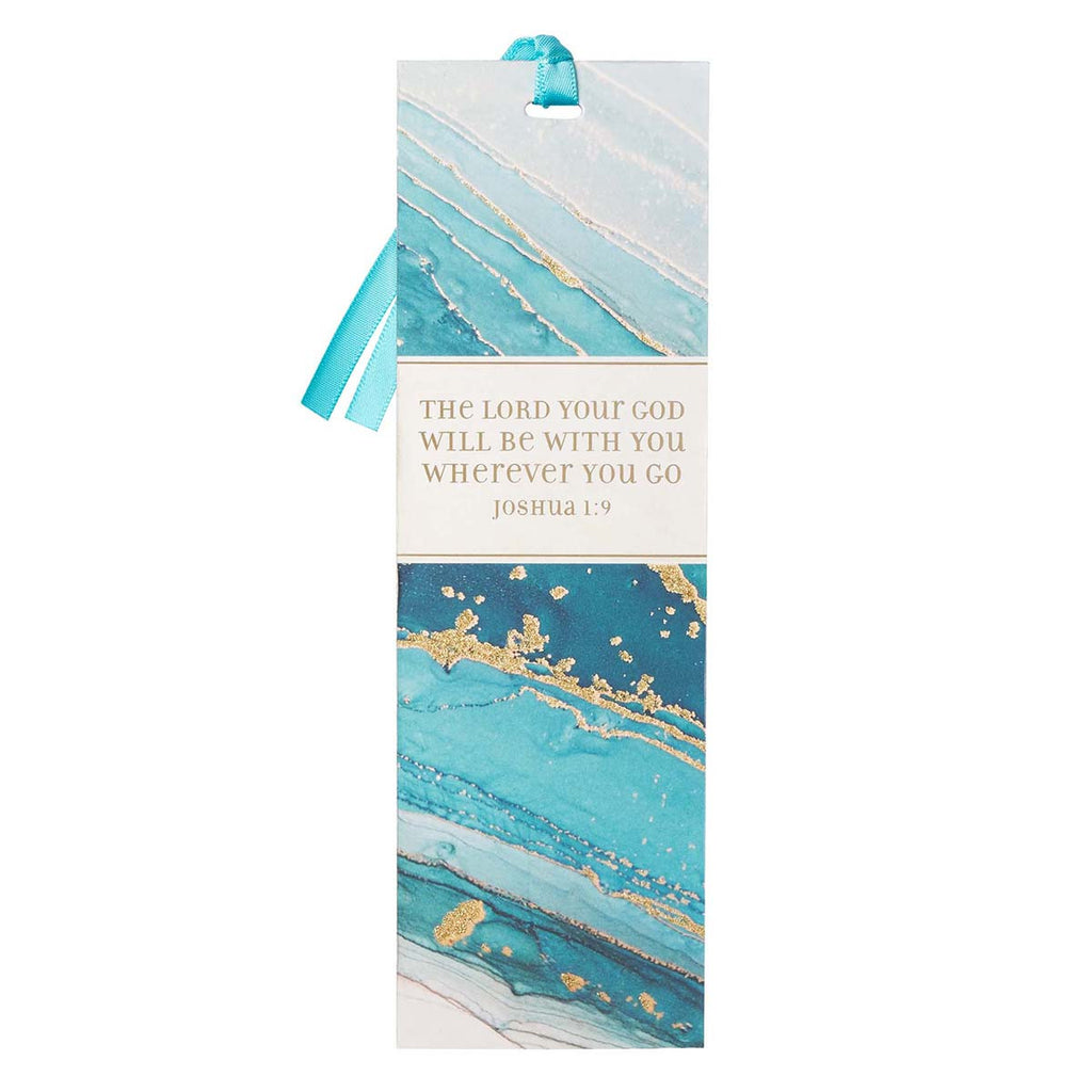 Marbled Premium Bookmark - The LORD Will Be With You Blue Joshua 1:9