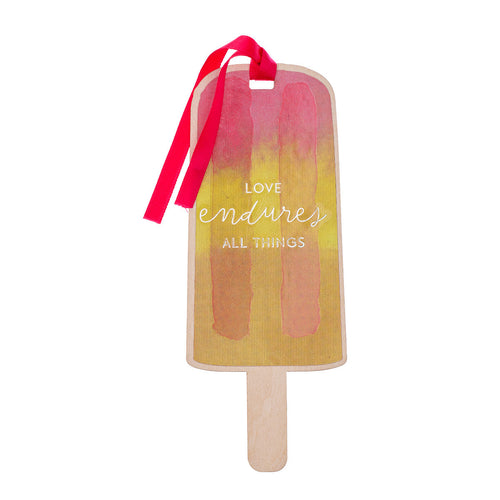 Premium Bookmark - Love Endures Colorful Popsicle Wood Bookmark - 1 Corinthians 13:7