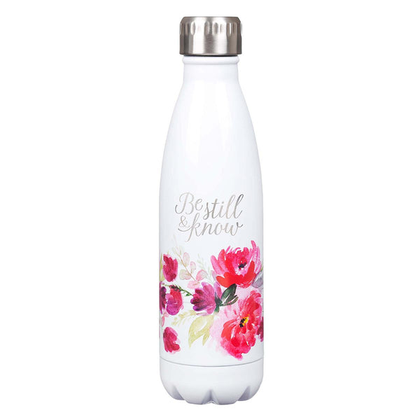 Stainless Steel Water Bottle - Be Still & Know Floral