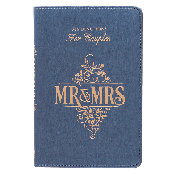 Mr. and Mrs. 366 Blue Faux Leather Devotions for Couples