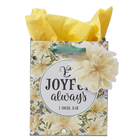 Multicolored Medium Gift Bag with Tissue Paper - Be Joyful Always 1 Thessalonians 5:16