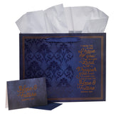I Know The Plans Blue Floral Trellis Large Landscape Gift Bag with Card - Jeremiah 29:11