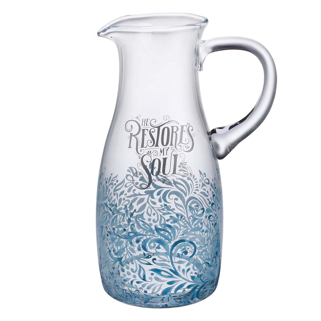 Glass Pitcher - He Restores My Soul Psalm 23:3