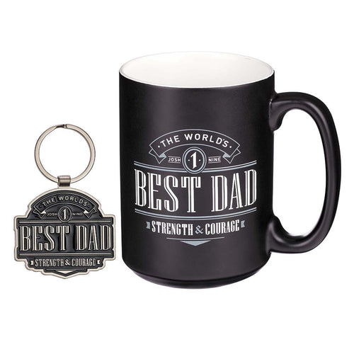 Ceramic Mug & Keyring Boxed Gift Set -  The World's Best Dad Joshua 1:9