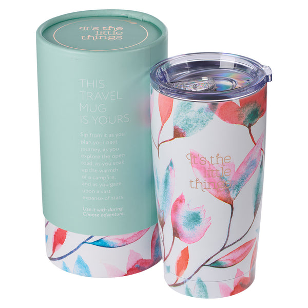 It's The Little Things Pink Petals Stainless Steel Travel Mug