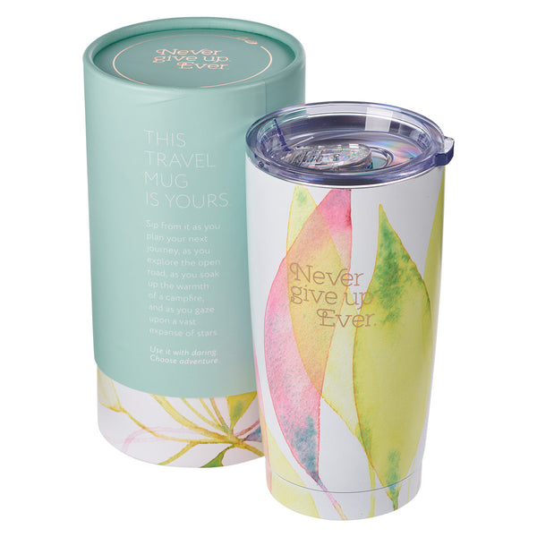 Never Give Up Citrus Leaves Stainless Steel Travel Mug